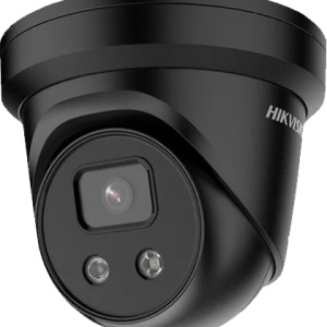 Camera supraveghere IP HikVision Turret 4MP DS-2CD2346G2-ISU/SL(2.8mm) Black, AcuSense, Live Guard, alarma audio-vizuala, DarkFighter, WDR 120dB, audio bidirectional, IP67, slot card SD, carcasa metalica neagra