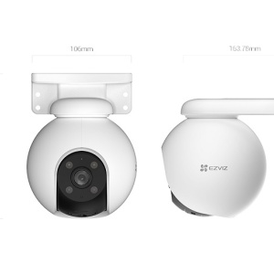 Camera supraveghere IP Wi-Fi Ezviz PT Dome 3MP CS-H8 (3MP,4mm), exterior, Color Night Vision, IR 30m, lentila 4mm, detectie AI persoane si vehicule, auto-tracking, slot card 512GB, Digital WDR, 3D DNR, rezistenta la apa - Img 2