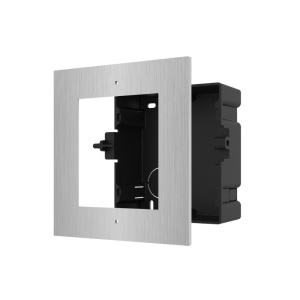 Carcasa interfon montaj ingropat HikVision DS-KD-ACF1/S, rama modulara pentru 1 modul, material otel inoxidabil de inalta calitate, include doza incastrabila, suruburi capac si accesorii necesare instalarii