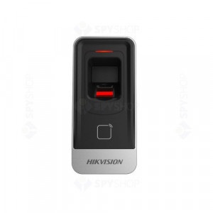 Cititor de amprente si carduri EM Hikvision DS-K1201AEF, capacitate 5000 amprente, comunicare RS-485, modul optic CMOS, autentificare combinata, protectie antisabotaj, criptare date biometrice, buzzer integrat