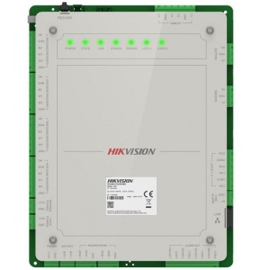 Controller acces Hikvision DS-K2622X(P), 2 usi, suport IPv4/IPv6/DHCP, criptare AES256/RSA2048/TLS1.2, configurare web, multi-door interlocking, anti-passback, OSDP, Wiegand, backup baterie, indicatori status