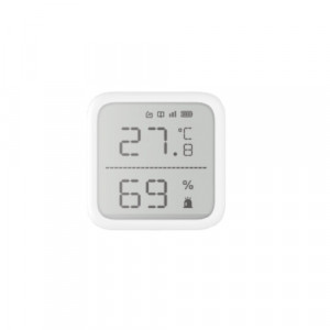 Detector de temperatura si umiditate wireless Hikvision DS-PDTPH-E-WE, AX PRO, ecran LCD, sonda externa inclusa, 868 MHz, criptare AES-128, monitorizare prin aplicatie, design modular, tehnologie anti-bruiaj