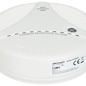 Detector wireless de monoxid de carbon (CO) Hikvision DS-PDCO-E-WE, seria AX PRO, durata de viata a bateriei 10 ani, avertizare sonora si luminoasa, tehnologie Tri-X, design estetic, monitorizare prin aplicatie, protectie antisabotaj