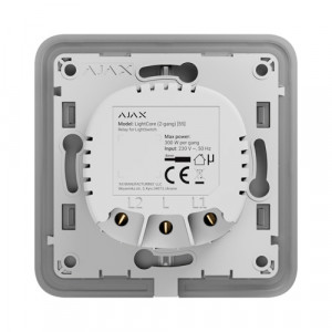 Intrerupator inteligent Ajax LightSwitch (2-way) Jeweller, tactil, fara fir, operare fara nul (doar faza), putere 5-600W, control prin aplicatie, scenarii automatizare, iluminare de noapte, raza 1100m