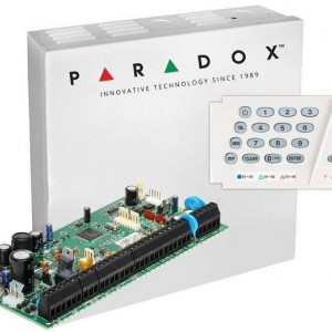 Kit alarmă Paradox SP6000(CT) + tastatură K636 LED, cutie metalică AWO000EI cu transformator, 8-32 zone, compatibil senzori fum 2 fire