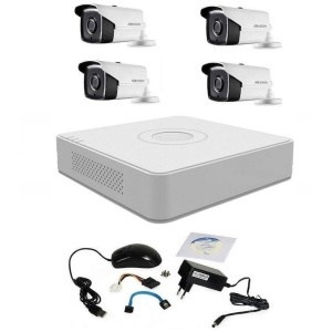 Kit de supraveghere Hikvision Turbo HD 1080P cu 4 camere cu IR 40 m, vizualizare pe internet