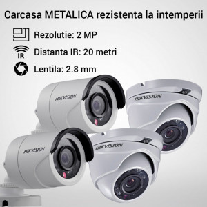 Kit Hikvision CCTV 4 camere dome/bullet TurboHD 2.0MP MK061-KIT11