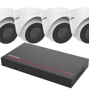 Kit supraveghere IP turret 4MP 1NVR 8 canale POE, 4 camere IP turret, 1 SSD 1TB, Hikvison KIT 8CH 4 TURRET 4mm