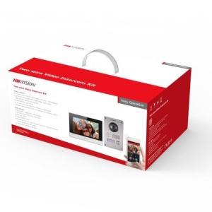 Kit videointerfon 2 fire Hikvision DS-KIS703Y-P, ecran touch 7 inch, rezolutie 2MP, panou exterior inox IP65, control 2 yale, alimentare 12V pt yala inclusa, configurare Hik-Connect, vizualizare live, mesaje vocale