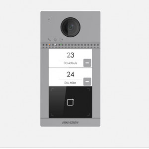 Post de exterior videointerfon IP Hikvision WIFI; 2 x butoane de apelare pentru 2 familii- permite apelarea a mai multor monitoare DS-KV8213-WME1(B)