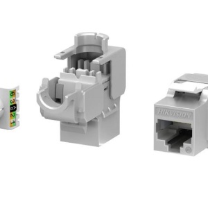 Set 50 mufe Keystone Cat6A STP 180° Hikvision DS-1CK6AP180N Silvery, toolless, pentru cabluri ecranate solid/litat 22-24AWG, terminatii IDC placate aur 50u, compatibile TIA568A/TIA568B, ANSI/TIA-568.2-D, ISO/IEC11801, RoHS 2.0