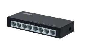 Switch Ethernet Dahua SF1008L, 8-porturi unmanaged 10/100 Mbps, adaptiv, design compact, usor, multiple chipuri integrate, operare simpla plug & play, DH-SF1008L-EUR