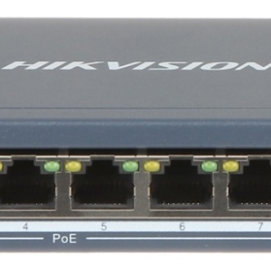 Switch PoE 8 Porturi HikVision DS-3E0310P-E/M, 10/100 Mbps, 2 porturi Gigabit Uplink, transmisie Long Range pana la 300m, putere totala 60W, protectie supratensiune 6KV, carcasa metalica, design fara ventilator - Img 2