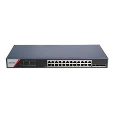 Switch PoE HikVision IP DS-3E1528P-SI-24P4F, 24 porturi Gigabit + 4 porturi SFP fibra, putere PoE 370W, VLAN 802.1Q, STP/ERPS, QoS, ACL, DHCP snooping, protectie la supratensiune 6kV