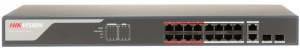 Switch PoE HikVision Smart Managed DS-3E1318P-EI, 16 porturi Fast Ethernet PoE (230W), 2 porturi Gigabit Combo, PoE Watchdog, mod Extend 300m, protectie 6KV, management L2 (VLAN/STP), detectie erori cablu - Img 2