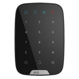 Tastatura control wireless Ajax KeyPad Jeweller, comunicare bidirectionala, raza semnal 1700m, protectie anti-sabotaj si criptare, coduri de acces personalizate, functie panica, culoare negru, design slim