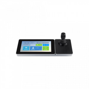 Tastatura de retea Hikvision DS-1600KI, sistem de operare Android, ecran tactil color, joystick 4 axe, control PTZ si management NVR/DVR, configurare flexibila prin retea, interfata intuitiva pentru monitorizare profesionala