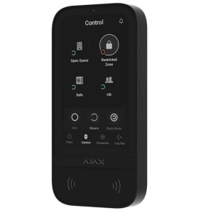 Tastatura touchscreen wireless AJAX KeyPad TouchScreen (Black), control intuitiv sistem alarma, ecran tactil, iluminare butoane, cod PIN, anti‑sabordaj, compatibila cu hub Ajax, blocare automata si instalare usoara (Copy 1)