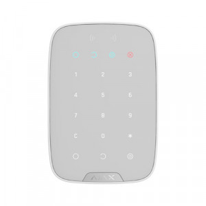 Tastatura wireless AJAX KeyPad Plus (White), pentru control sistem alarma, iluminare butoane, cod PIN, confirmare sonora, anti‑sabordaj, compatibila cu hub Ajax, blocare automata si instalare usoara
