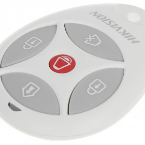 Telecomanda wireless HikVision DS-PKFE-5 (868MHz), comunicare bidirectionala, raza actiune 300m, functii armare, dezarmare, armare partiala si panica, design ergonomic, confirmare stare prin LED