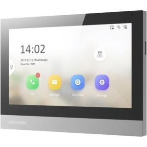 Videointerfon IP Hikvision DS-KH8380-WTE1/SF, unitate interioara 7 inch TFT touch 1024x600, WiFi si PoE, 8x alarm input, 4x lock control, MicroSD, comunicare bidirectionala, live view, control acces