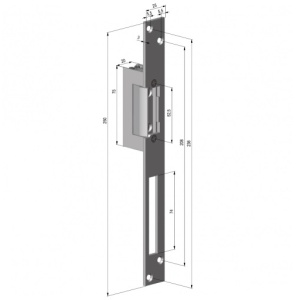 Yala electromagnetica Fail Secure ASSA ABLOY YB17-12D-LHM, 12Vcc, consum redus 230mA, memorie mecanica si parghie de deblocare manuala, include placa suport lunga, ideala pentru control acces si securizarea cailor de acces