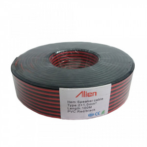 Cablu alimentare rosu-negru Alien MK025-CA100, sectiune 2x1.00mm, conductor aluminiu-cuprat, izolatie PO rezistenta, tensiune 300/500V, functionare pana la +70 grade Celsius, ideal pentru sisteme audio si curenti slabi, rola 10m - Img 2