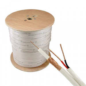 Cablu coaxial cu alimentare alb RG59 TSY-RG59+2X0.75-W