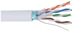 Cablu retea FTP-5E-IT, conductor 100% cupru, sectiune 0.5mm, 8 fire (4 perechi), ecranat cu folie de aluminiu, izolatie PVC gri, ideal pentru conexiuni Gigabit si sisteme de supraveghere IP, rola 10m