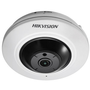 Camera supraveghere analogica Hikvision fisheye 5MP DS-2CC52H1T-FITS(1.1mm), unghi vizualizare 186 grade, moduri afisare panorama si PTZ, microfon incorporat, distanta IR 10-20m, utilizare interior, design compact si discret