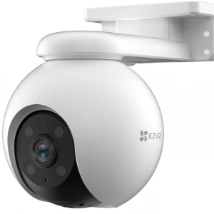 Camera supraveghere exterior EZVIZ 3MP CS-H8-R100-1H3WKFL Quad HD, functie Pan & Tilt 360 grade, detectie inteligenta persoane si vehicule prin AI, urmarire automata, vedere nocturna color, sirena si lumina stroboscopica, IP67