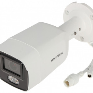 Camera supraveghere Hikvision Bullet 4MP DS-2CD2047G2-LU/SL(2.8mm)(C), ColorVu (imagini color 24/7), AcuSense, alarma luminoasa (Strobe Light) si sonora, audio bidirectional, WDR 130dB, H.265+, IP67, slot card SD