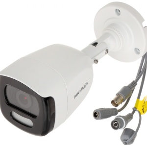 Camera supraveghere HikVision Turbo HD Bullet 2MP DS-2CE10DFT-F(3.6mm) ColorVu, imagini color 24/7, lumina alba 20m, 130dB True WDR, 3D DNR, protectie IP67, 4 in 1 (TVI/AHD/CVI/CVBS), carcasa metalica