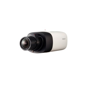 Camera supraveghere IP Hanwha Vision box 4MP QNB‑7000P, luminozitate 0.15 Lux, H.265/H.264, WDR 120 dB, detectie miscare/tamper/defocus, streaming multiplu, microSD 128 GB, PoE, audio bidirectional, Hallway view, WiseStream