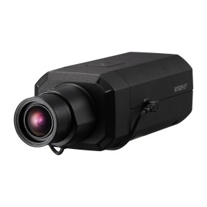 Camera supraveghere IP Hanwha Vision box 6MP XNB‑8002, Wisenet7, DIS cu senzor gyro, H.265/H.264, analiza video inteligenta (defocus, directie, audio, soc, detectie fata/corp), auto tracking digital, dual SD 512 GB, WiseStream II, PoE