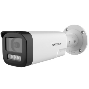 Camera supraveghere Turbo HD Bullet Hikvision DS-2CE19U0T-LTS 8 Megapixeli 4K, lentila 2.8mm, tehnologie Smart Hybrid Light cu iluminator dual IR si lumina alba pana la 80 metri, senzor 4K, microfon si difuzor incorporate, alimentare 12V DC