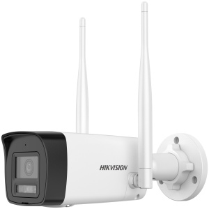 Camera supraveghere Wi‑Fi 6 Hikvision bullet 4MP DS-2CV1043G2-LIDWF(2.8mm)(B), iluminare IR si white light pana la 30 m, microfon si difuzor incorporat cu audio bidirectional, detectie persoane si vehicule, carcasa IP66, slot microSD pana la 512 GB