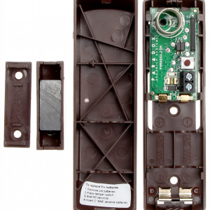 Contact magnetic wireless Paradox DCTXP2BR, frecventa 433 MHz, intrare zona suplimentara NO/NC, distanta magnet 10mm, compatibil Magellan si Spectra, protectie tamper, alimentare 2xAAA, culoare maro, garantie 2 ani - Img 3
