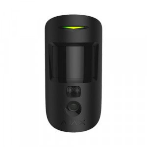 Detector miscare interior wireless Ajax MotionCam Jeweller, camera foto integrata, rezolutie 640x480, iluminare IR, imunitate animale 20kg, distanta 12m, tehnologie Wings, autonomie 4 ani, negru
