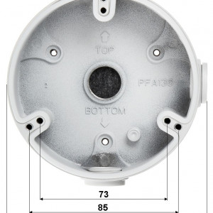 Doza conexiuni camere supraveghere Dahua PFA136, material aliaj de aluminiu, filet G1/2, sarcina maxima 1kg, dimensiuni Φ114.8 x 32mm, temperatura operare -40...+60 grade C, protectie anticoroziva, culoare alba, design compact - Img 2