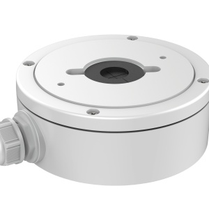 Doza HikVision DS‑1280ZJ‑DM22, din aliaj de aluminiu, culoare alba, pentru camere si echipamente CCTV, oferind montaj curat si organizat pentru cabluri si accesorii