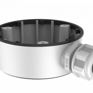 Doza jonctiune HikVision rotunda DS-1280ZJ-TR13, material aliaj de aluminiu, culoare alb Hikvision, montaj profesional camere supraveghere, rezistenta la intemperii, organizare cabluri, design compact, uz exterior