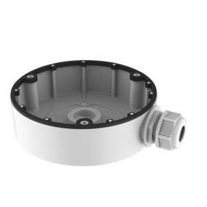 Doza montaj camere supraveghere Hikvision DS-1280ZJ-DM8-Y, fabricata din aliaj de aluminiu, culoare alb (Hikvision White), ideala pentru protejarea conexiunilor si a cablurilor, rezistenta la intemperii, montaj pe perete sau tavan, design robust