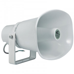 Goarna pentru exterior (waterproof horn speaker) ITC T-720A, pentru sisteme de Public Address (PA), trepte 15W-30W @ 100V, SPL(1W/1M) 103dB± 3dB, frequency response 300-13KHz, impedance Black: Com Green: 670Ω White: 330Ω, material ABS, culoare alba,