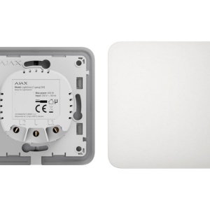 Intrerupator inteligent wireless AJAX LightSwitch 1-gang Jeweller (White), control prin aplicatie si automatizari, protocol radio securizat Jeweller, LED backlight, montaj incastrat, pentru iluminat interior