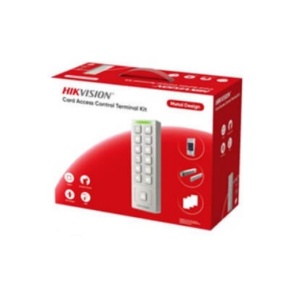Kit control acces 1 usa HikVision DS-KAS809 cititor carduri M1 tastatura DS-K1T809MX, electromagnet DS-K4H255S 272kg, suport LZ, buton exit touchless DS-K7P07 inox, include 3 carduri 13.56MHz, alimentare 12/24VDC, design slim
