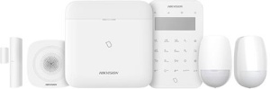 Kit sistem alarma wireless HikVision AX PRO DS-PWA96-Kit2-WE, 96 zone, 4G, Wi-Fi, LAN, contine: Centrala Hub, Tastatura touch, Detector miscare PIR, Contact magnetic, Sirena interior, 868 MHz, Tri-X, criptare AES-128