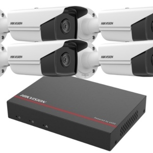 Kit supraveghere 4 camere 2MP, POE bullet, 1TB hdd, 1 NVR 4CH, Hikvision KIT 4CH 4 BULLET 4mm V2