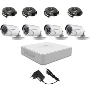 Kit supraveghere Hikvision compus din 1 x DVR 4CH si 4 camere de exterior DS-2CE16D0T-ITPFS 2.8MM, HD1080P