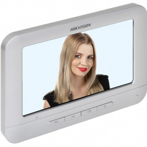 Monitor videointerfon analogic HikVision DS-KH2220-S ecran 7 inch TFT, rezolutie 800 x 480, butoane fizice, suporta cascadare 3 posturi, deblocare distanta, monitorizare camera externa, stocare imagini, sistem 4 fire